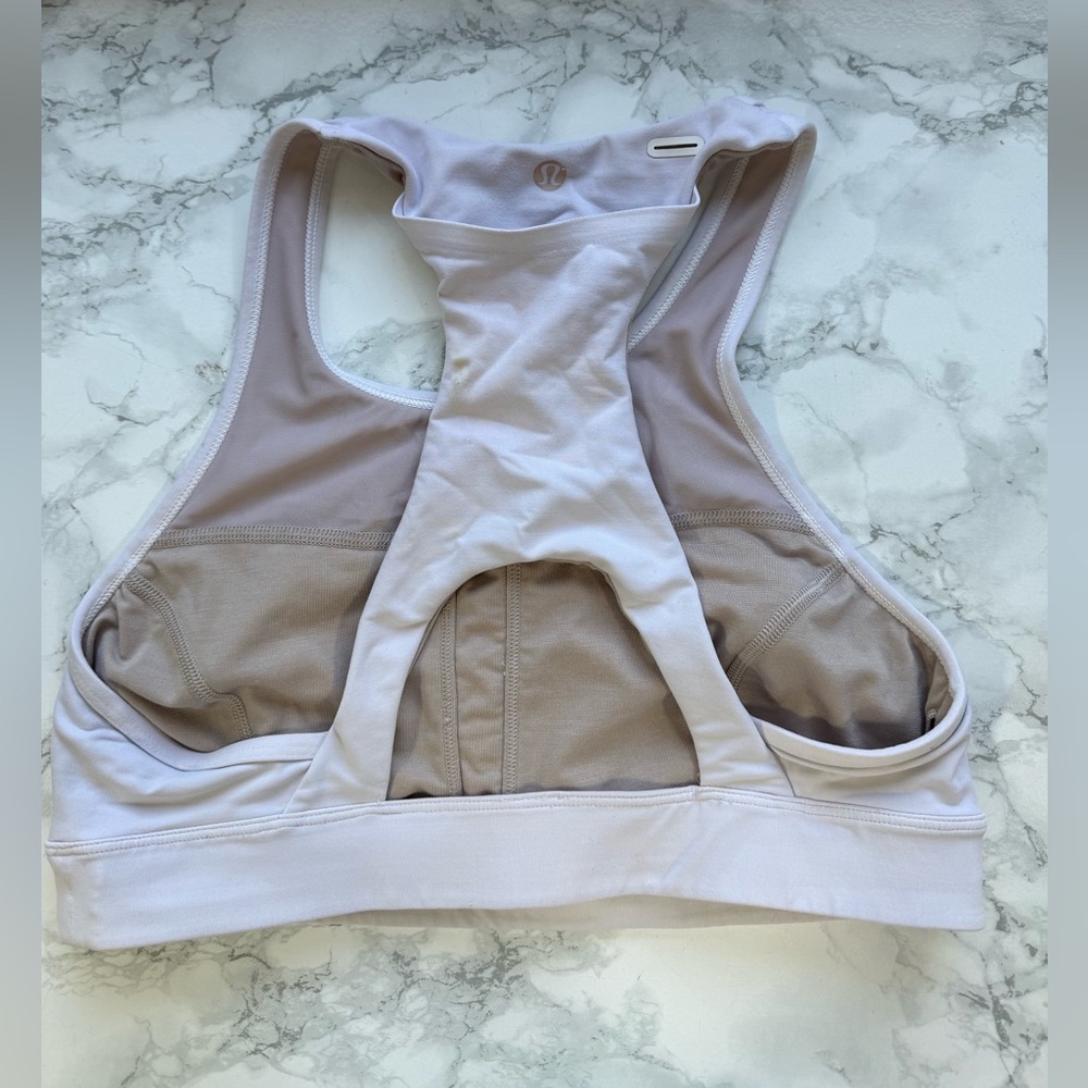Lululemon White Racerback Sports Bra – Supportive Athletic Fit